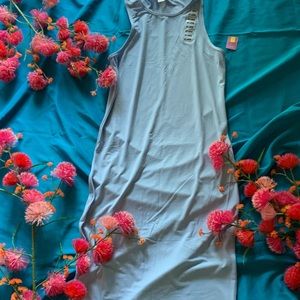 Mid length sleeveless maxi dress.